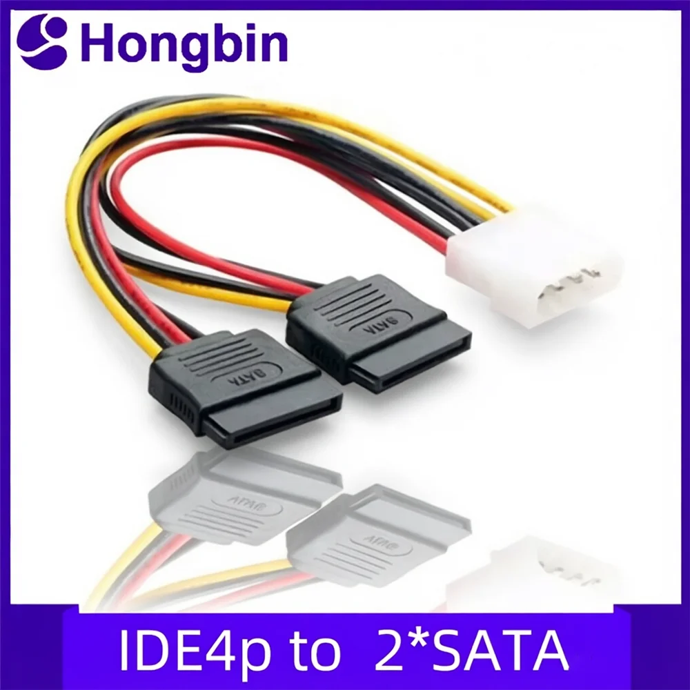 Cable de Alimentación IDE Molex de 4 Pines a 2x SATA, Divisor en Y Serial ATA, Cable de Extensión Dual para Disco Duro, Adaptador Conector para Hardware de PC