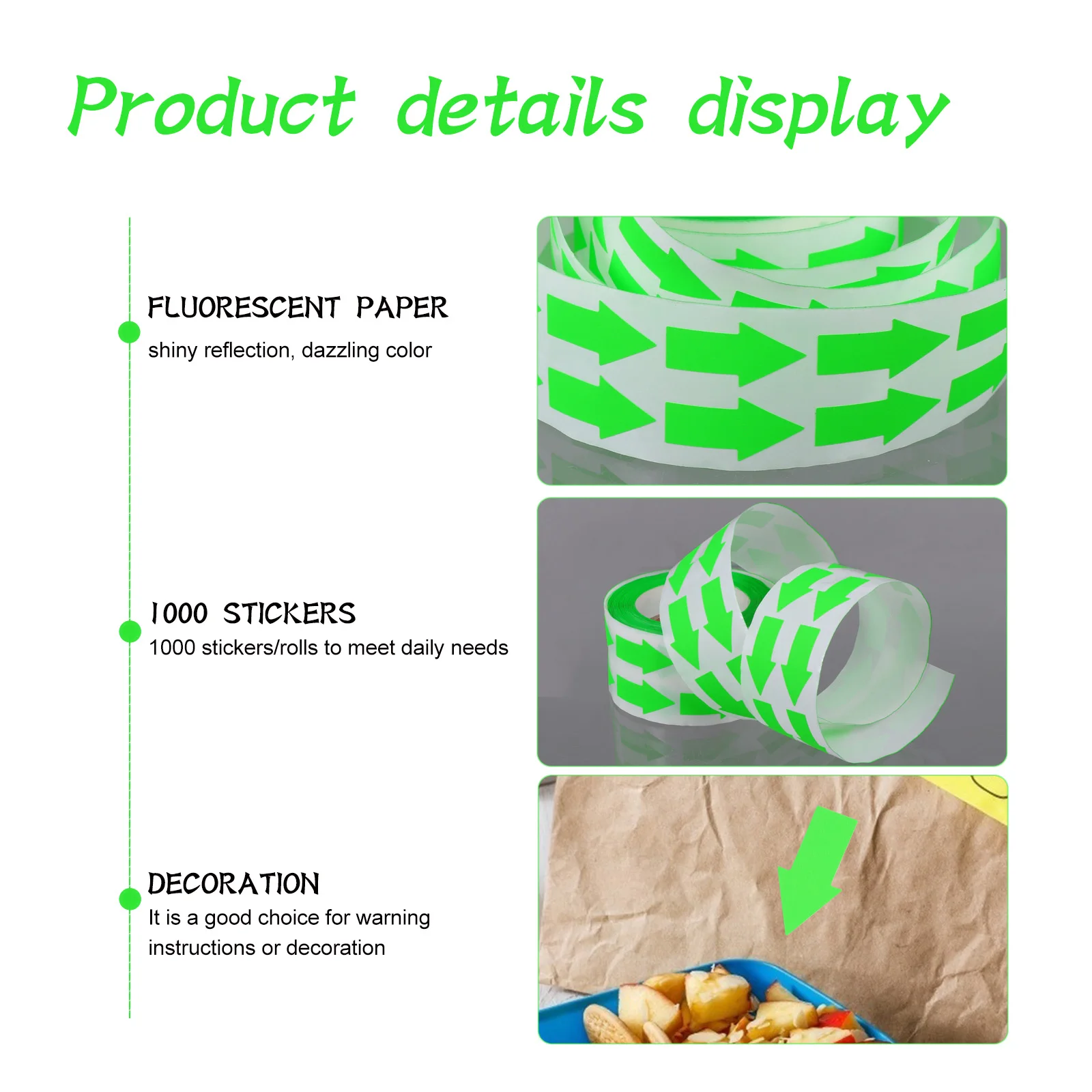 Fluorescent Arrow Sticker Colorful Decorative Marking Paper DIY Labels Stickers School Office Supplies