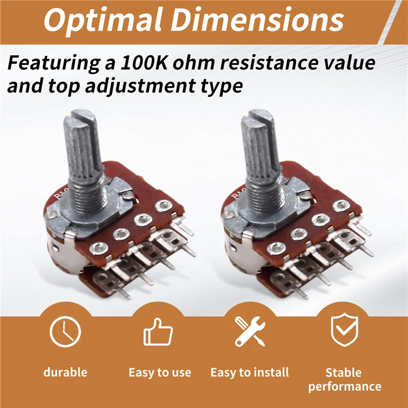 Excellent-3 Piece B100K Dual Fever Audio Speaker Amplifier Adjustable Step Master Volume Potentiometer 20Mm Flower Handle 8 Feet