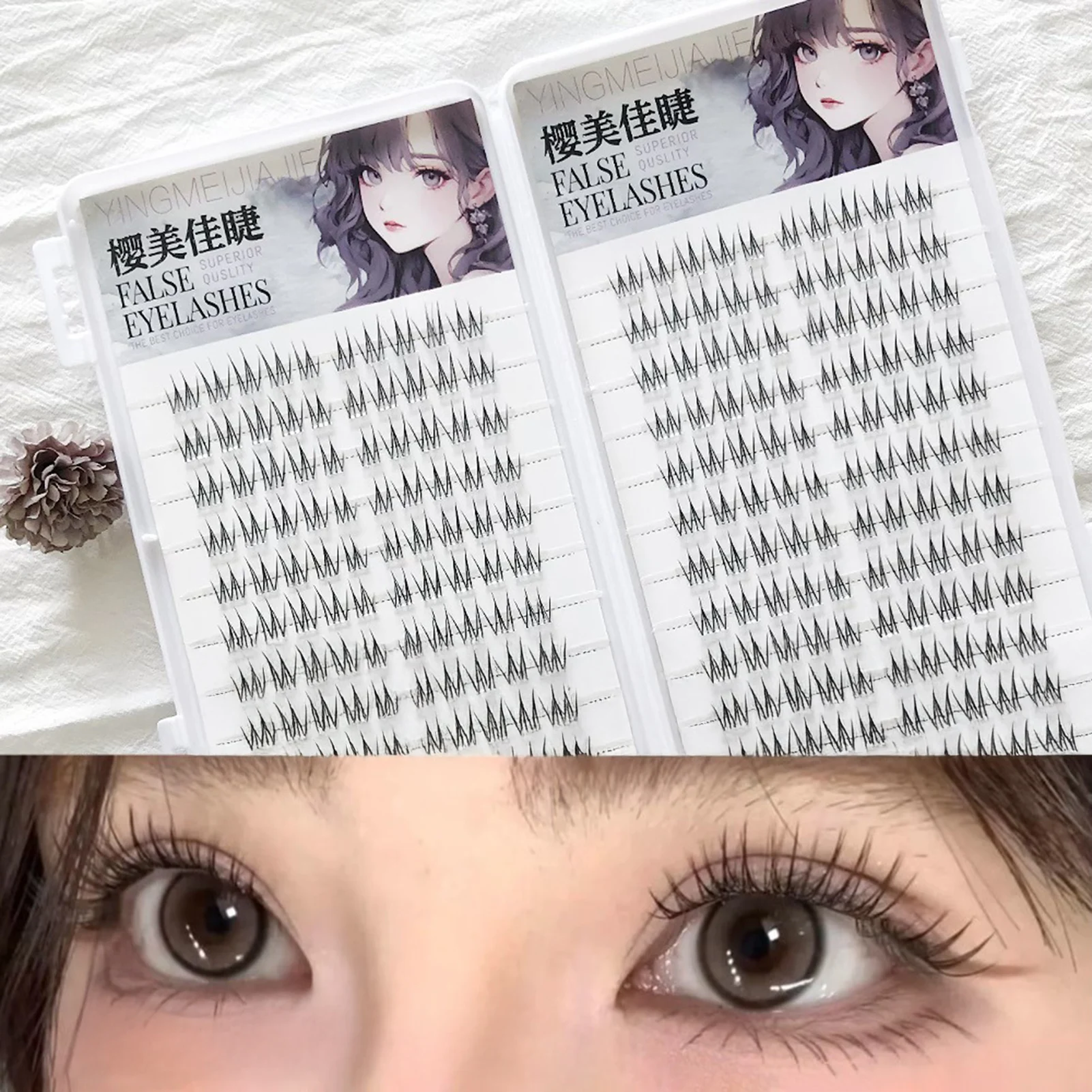 Cluster di ciglia finte coreane naturali senza colla 6/10/20 file Curling Girl Group Estensione delle ciglia Trucco quotidiano perfetto per gli occhi