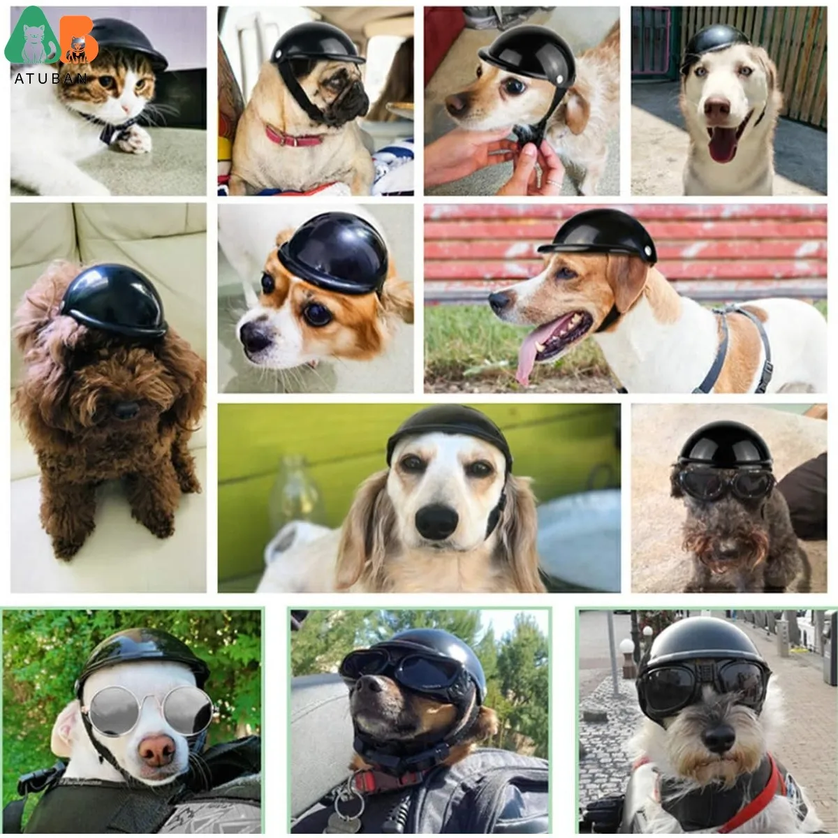 ATUBAN Dog Helmet, Motorcycle Safety Hat for Cats and Small Dogs' Biking Cycling,DIY Cat Hat,Adjustable Puppy Helmet Pet Hat view 4
