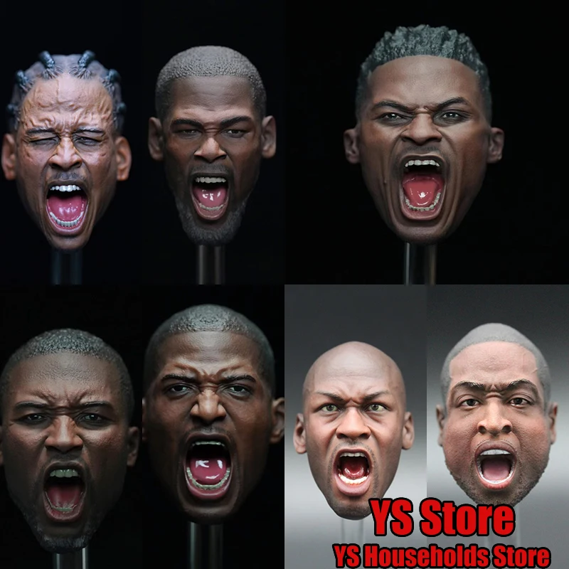 Multi Styles 1/6 Basketball Player Open Mouth Head Sculpt Delicate Model Toys For 12