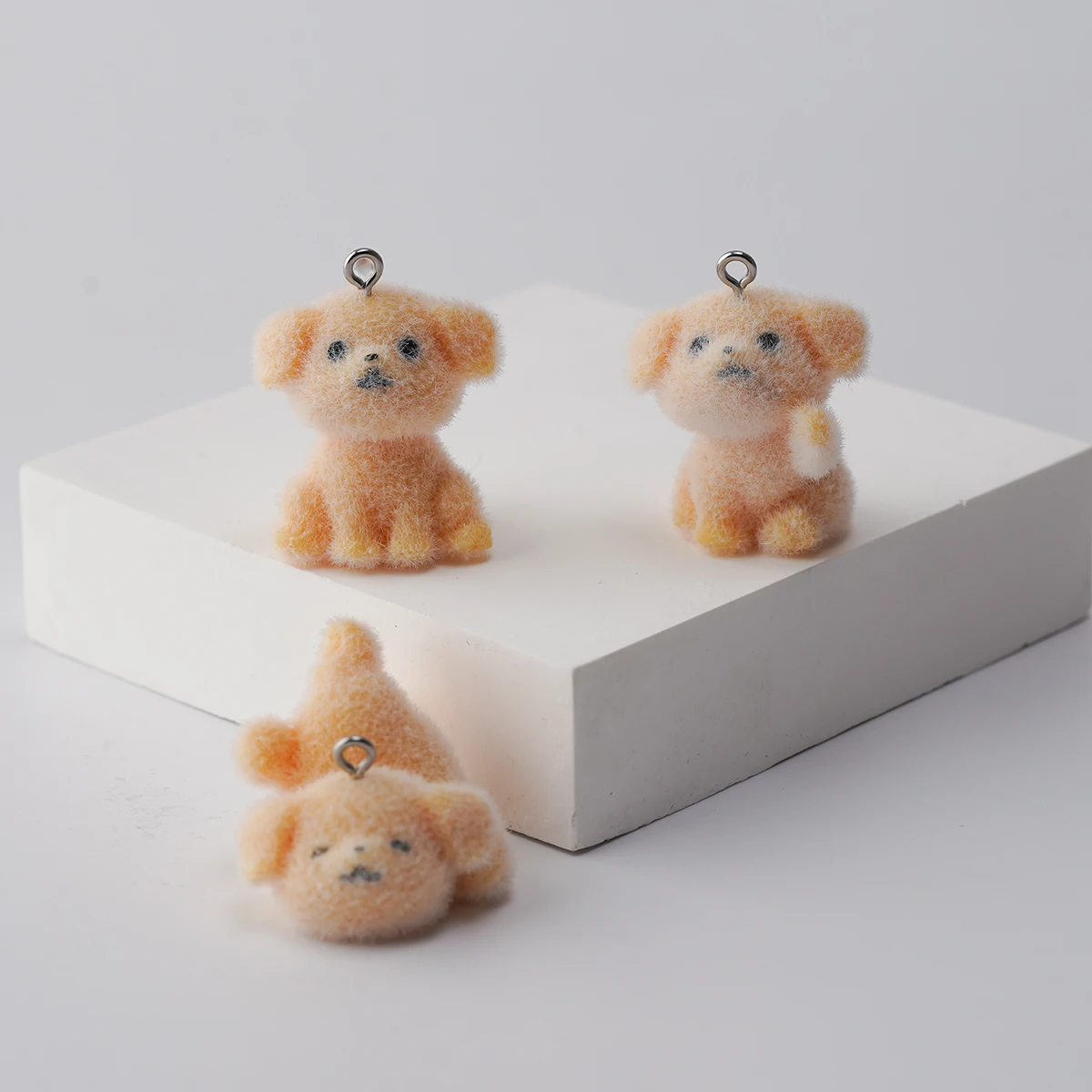 30pcs Plush Little Yellow Dog Charms Cute Resin dolls Pendants For make keychains Necklace DIY Handmade crafts Jewelry fittings