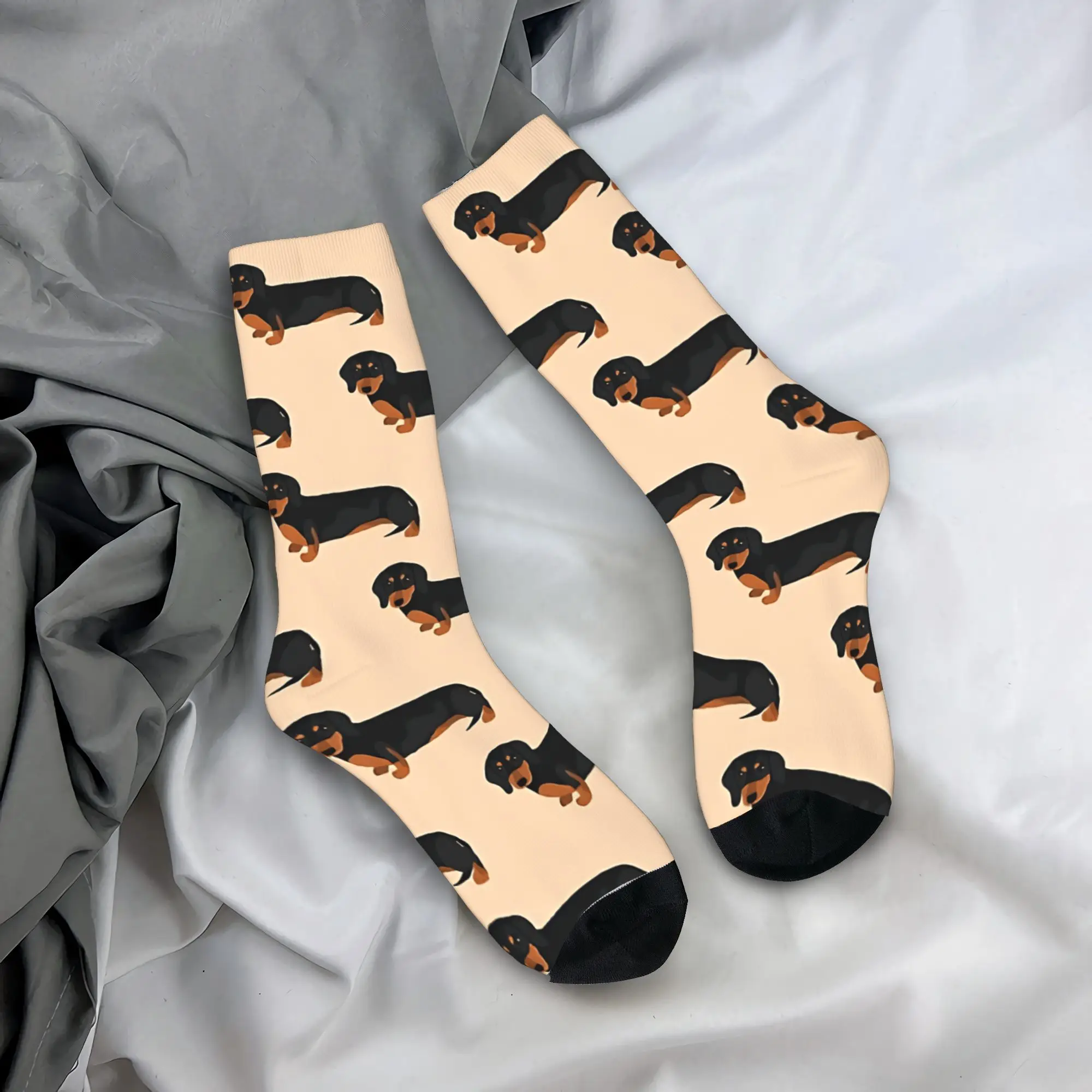 

Носки с рисунком собаки таксы, осенние модные носки для женщин и мужчин, мягкие носки средней длины, противоскользящие носки с графическим рисунком для бега