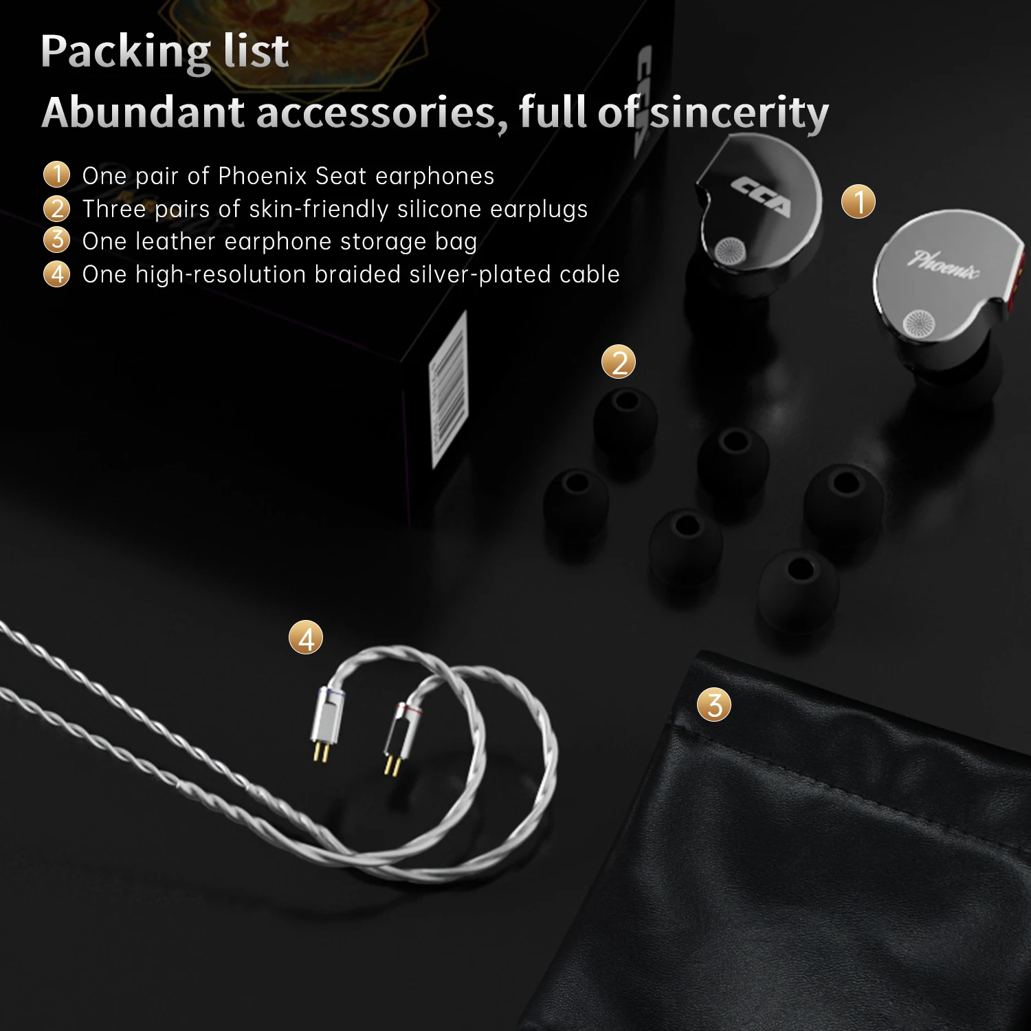 หูฟัง CCA Phoenix HiFi ไดนามิกไดรฟ์ ไดอะแฟรม LCP ตัดเสียงรบกวน สายเปลี่ยนได้แบบ 2PIN หูฟังแบบมีสายสำหรับเล่นเกม