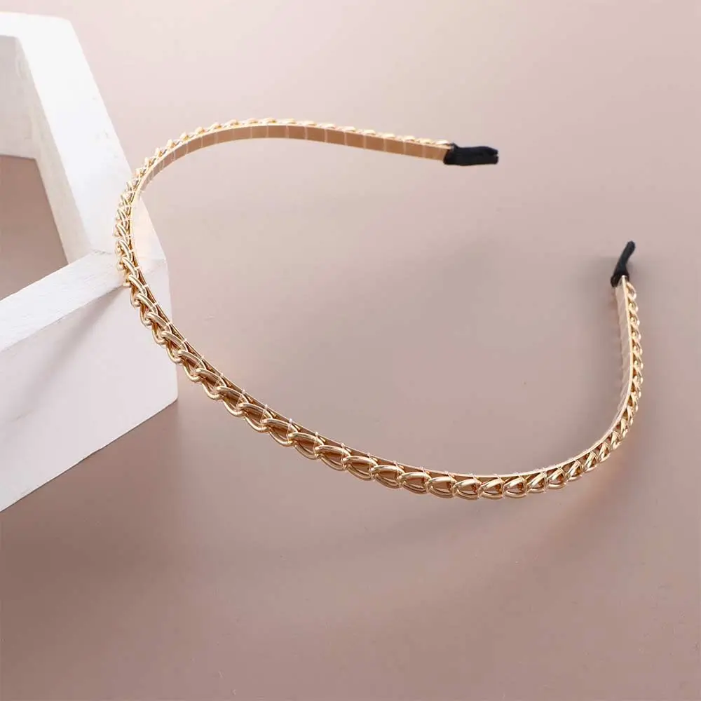 Retro Simple Elegant Headwear Female Head Hoop Hair Accessories Women Hair Hoop Korean Style Headband Chain Hairband