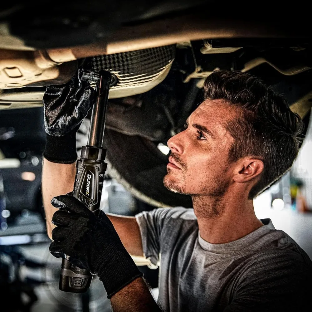 طقم مفاتيح ربط بسقاطة ممتدة 12 فولت 3/8 بوصة مع عزم دوران 60 قدم رطل وإضاءة LED وحقيبة قماش