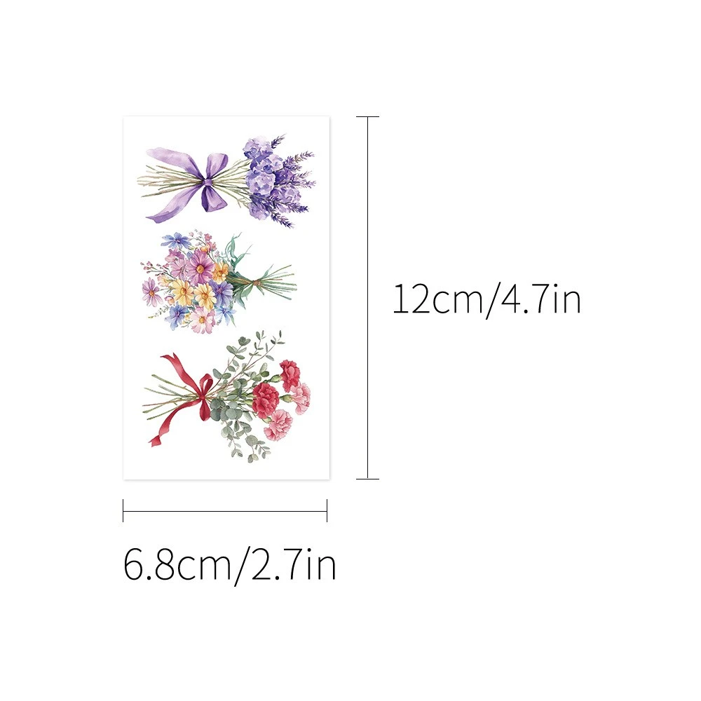 10Pcs/set Colorful Flowers Temporary Tattoo Sticker Waterproof Sunflower Bouquet Art Tattoo Sticker Decoration Party Gift