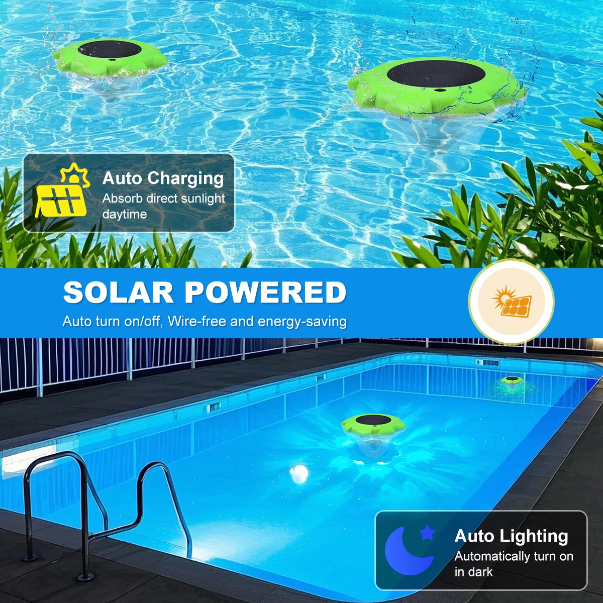 1PCS Solar Floating Pool Light LED Floating Automatic Color-Changing For Swimming Pools Ponds Fountains Garden Lawn Decoration