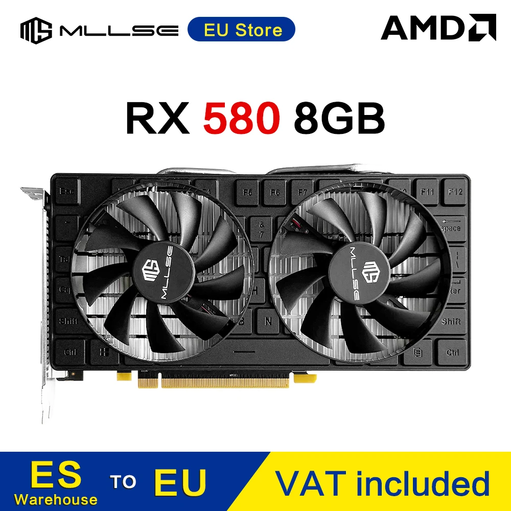 بطاقة رسومات الألعاب MLLSE AMD RX 580 8 Go 2048SP GDDR5 بت 6 دبابيس PCI Express × 16 وحدة معالجة الرسومات radoon rx580 8g
