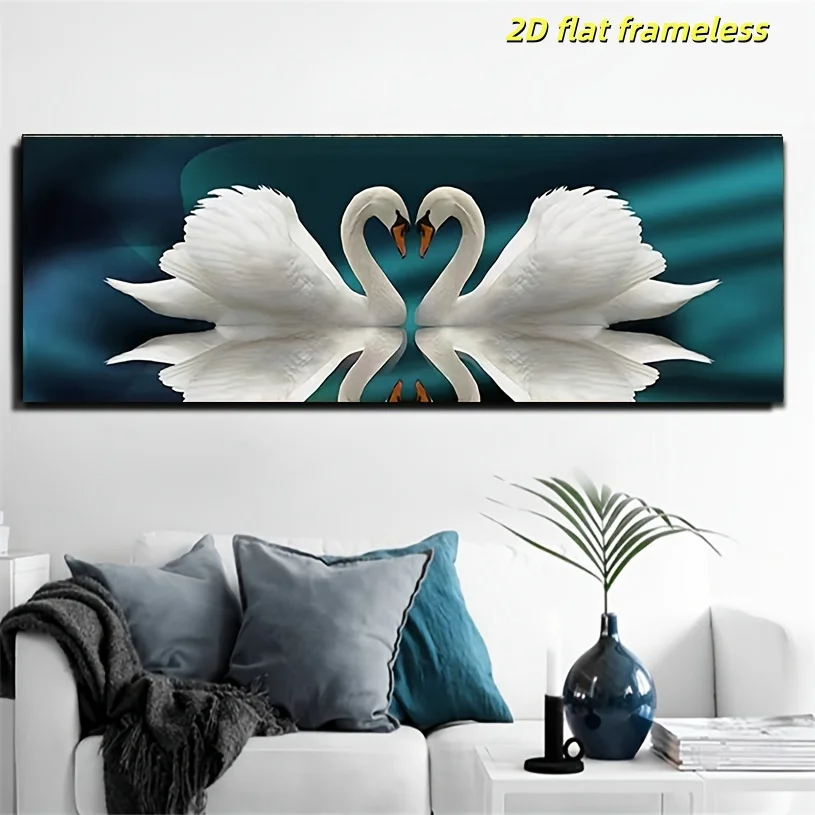 1 high-definition printed warm swan painting canvas poster, symbol of love art printed painting wall decoration, modern minimali