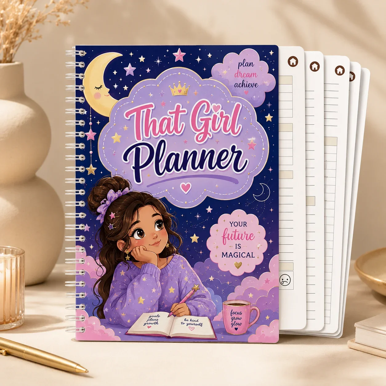 A5 That Girl Planner Journal for Daily Routines, Wellness, Fitness, Self-Care, Habits and Lifestyle Goals