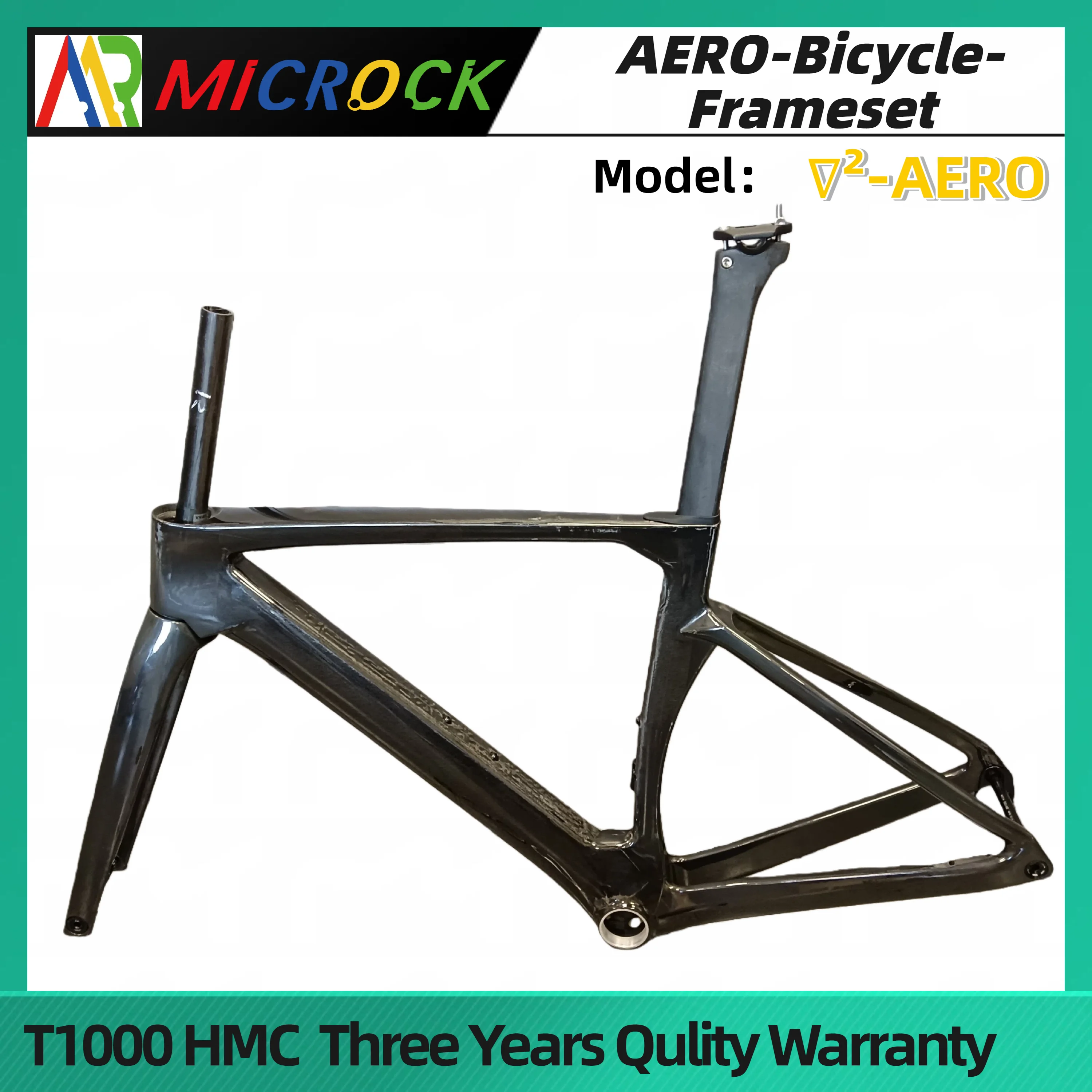 MICROCK T1000 HMC Full Carbon Fiber Aero Bike Frameset with handlebar only 820gInternal Rount Cable Lines with Black Color