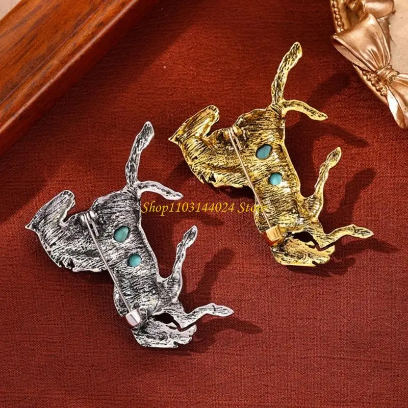 N5KE Stylish Horse Brooch Pin Incorporating Simulated Turquoise Design Excellent Choice for Gifting on Special Event