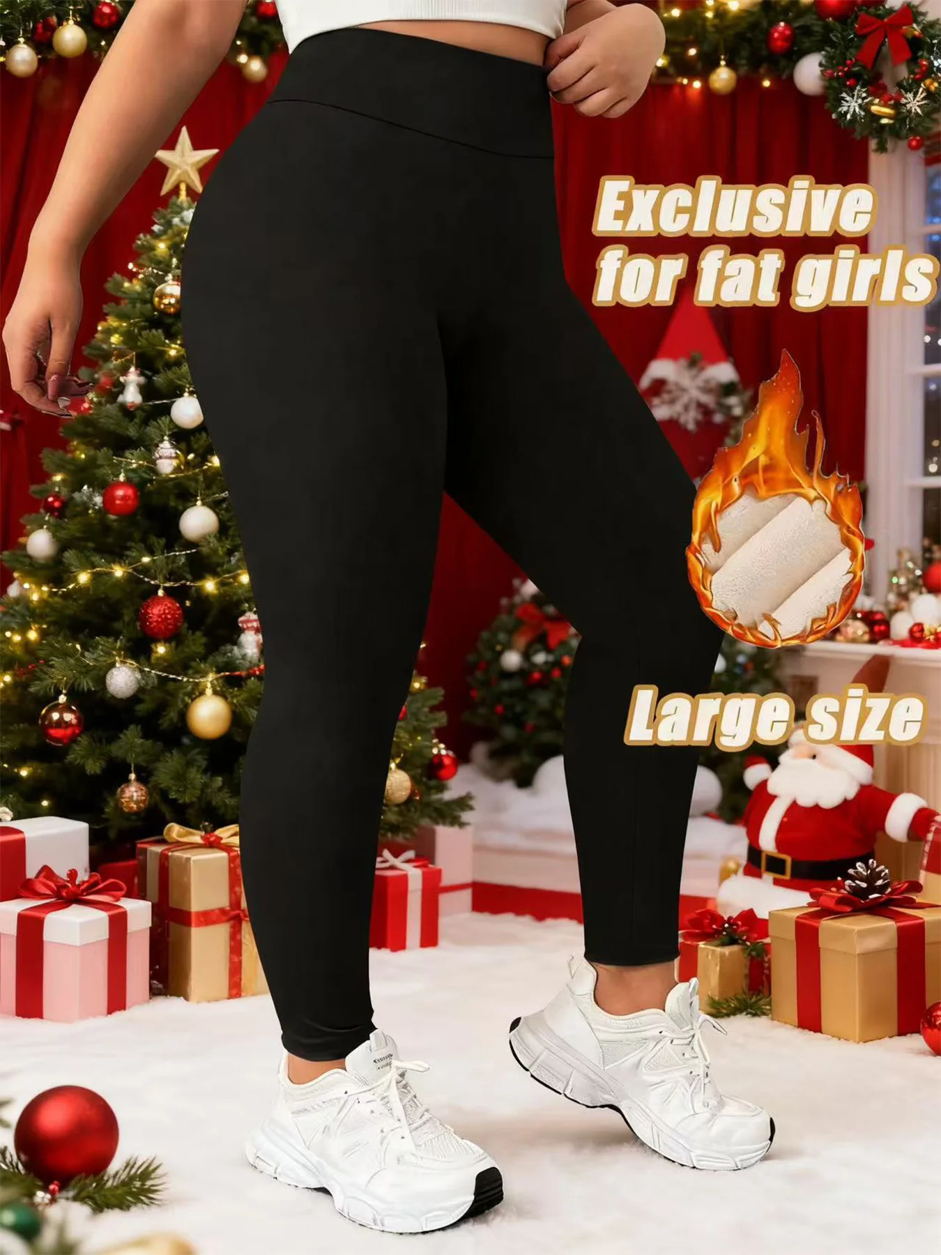 

Зимние флисовые леггинсы больших размеров с завышенной талией, эластичные, теплые и комфортные, подходят для спортивной одежды и рождественских нарядов.