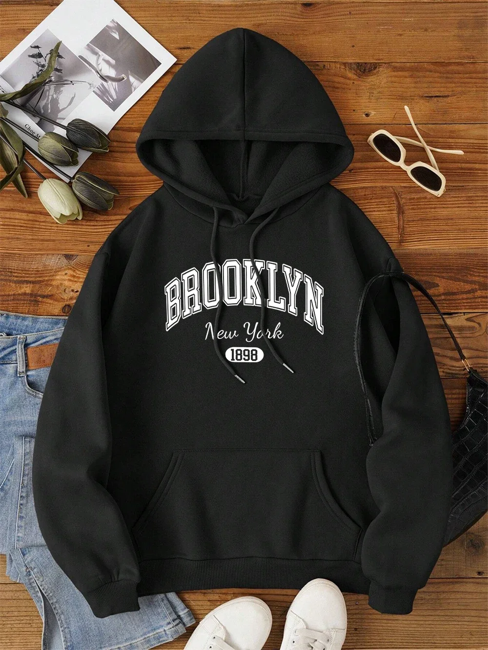 Brooklyn New York 1898 City Letter Uomo Donna Felpa Girocollo Felpe Autunno Hip Hop Abbigliamento Casual Coppia Felpa con cappuccio