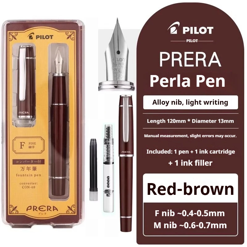 japanese-stationery-luxury-pilot-prera-fountain-pen-m-f-nib-with-con-40-ink-converter-office-writing-signature-calligraphy-pen