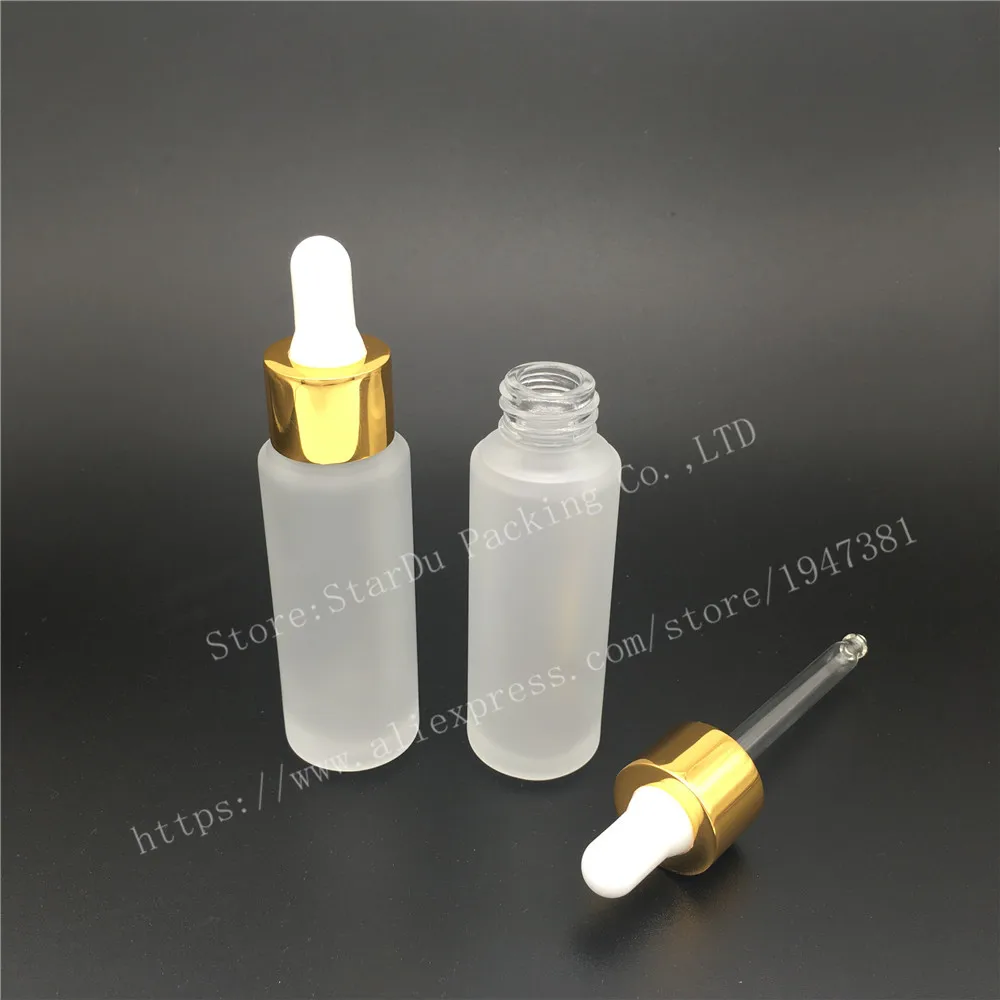 

Travel Bottle 300pcs 30ml Matte Transparent Glass Essential Oil Bottle With Tamper Evident dropper, 1oz Frosted Glass Bottle