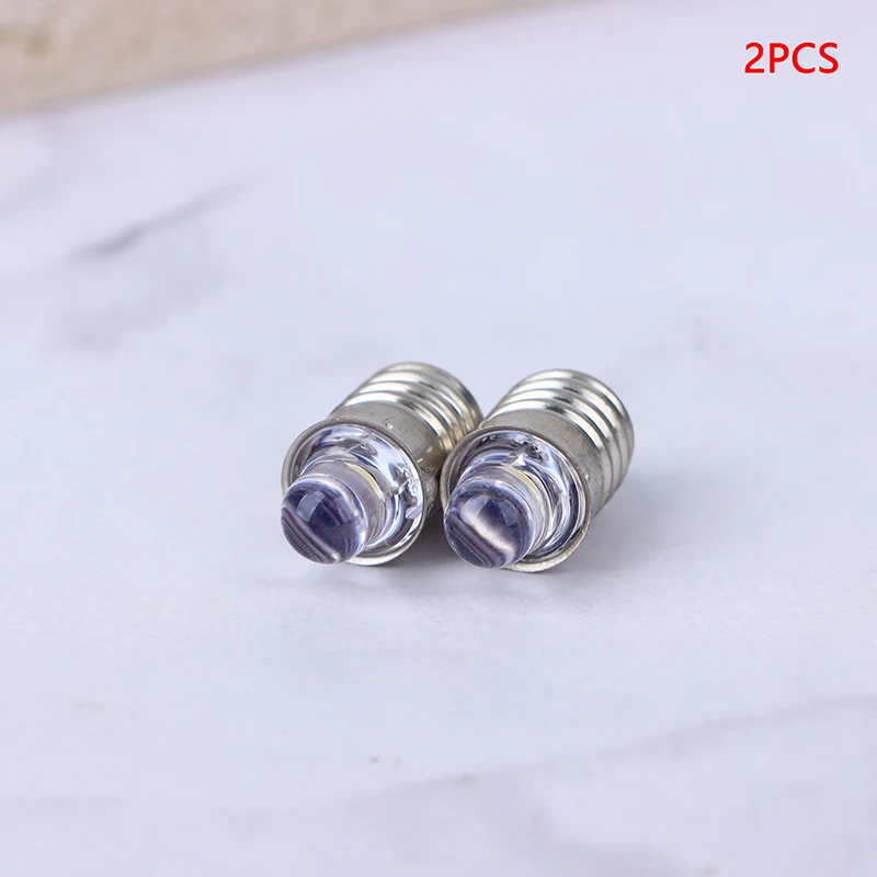 2Pcs E10 Screw LED Upgrade Flashlight Bulb 3V 6V LED Light Lamp Replacement Flashlight Torch Bulbs 3 Volt Warm / White