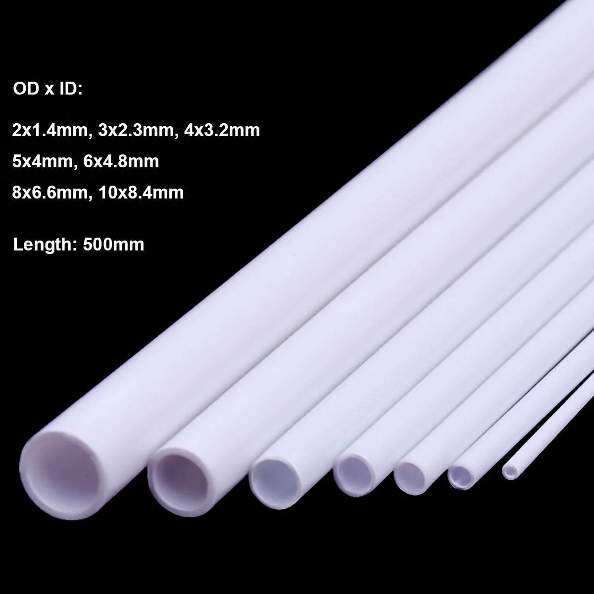 

10/20pcs White ABS Round Plastic Pipe Tube Hollow Pipe OD 2/3/4/5/6/8/10mm x Length 500mm DIY Handmade Sand Table Material