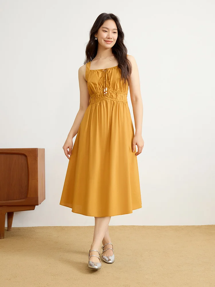 

DUSHU платье на подтяжках во французском стиле с ремешками и бисером для женщин, весна-лето 2022, грушевидная свежая длинная юбка без рукавов 25DS81213