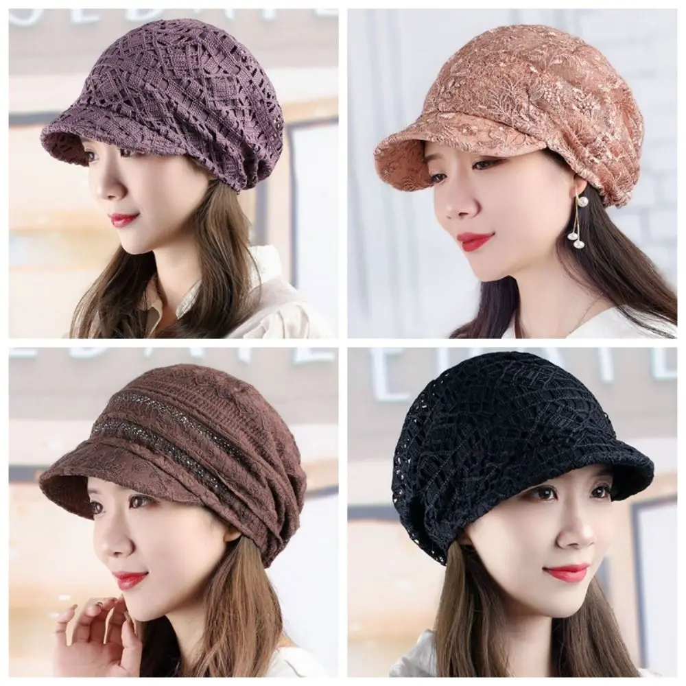 꽃무늬 비니 모자 통기성 헤드스카프 여성용 야구 모자 자수 캐주얼 터번 비니 모자 여성 소녀용