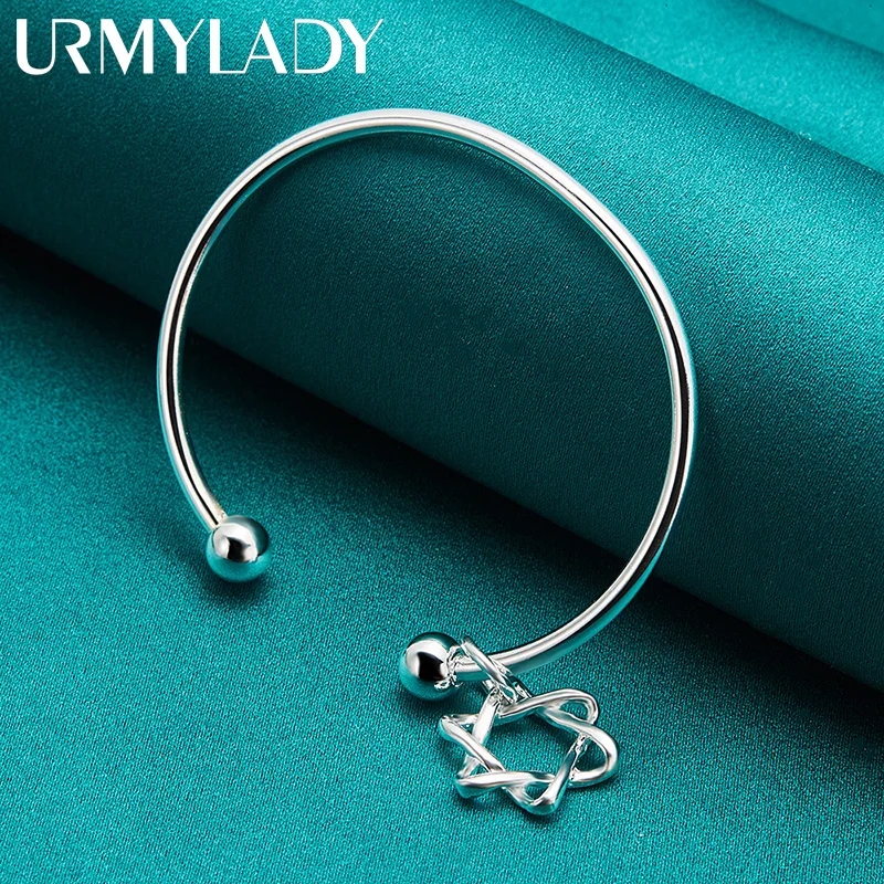 URMYLADY-brazalete de estrella de Plata de Ley 925 para mujer, joyería de moda para fiesta de compromiso y boda