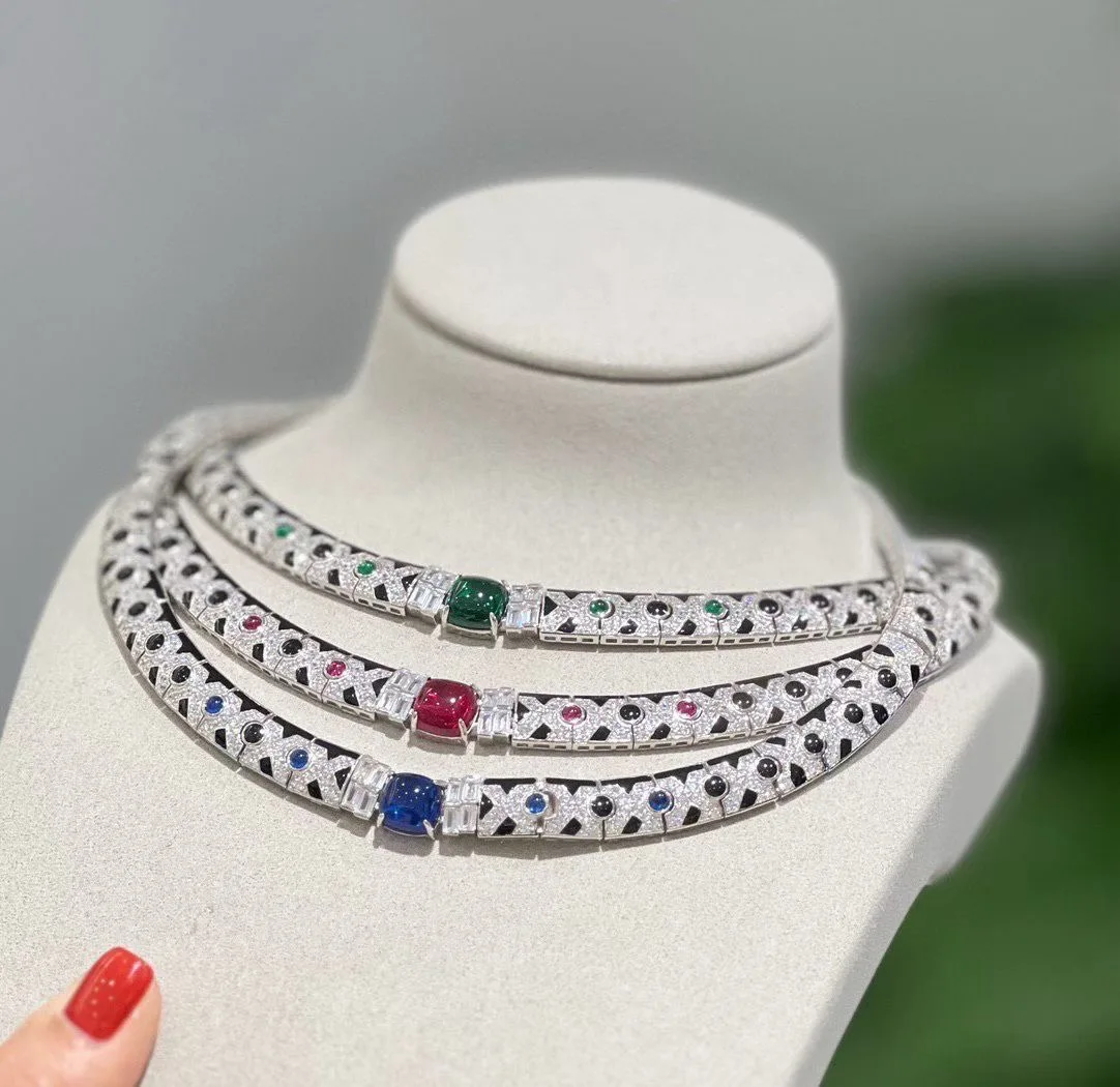 KQDANCE 925 Silver BLack Panther Leopard Print Lab Red Corundum Sapphire Gemstone Chokers Necklaces Earrings Women Jewelry Sets