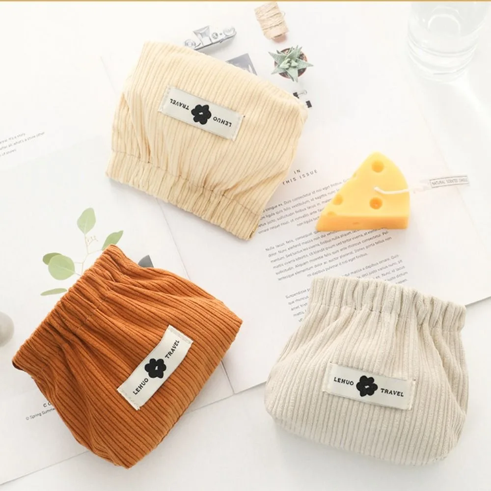 New Mini Shrapnel Bag Corduroy Solid Color Coin Purse Soft Lipstick Purse Travel