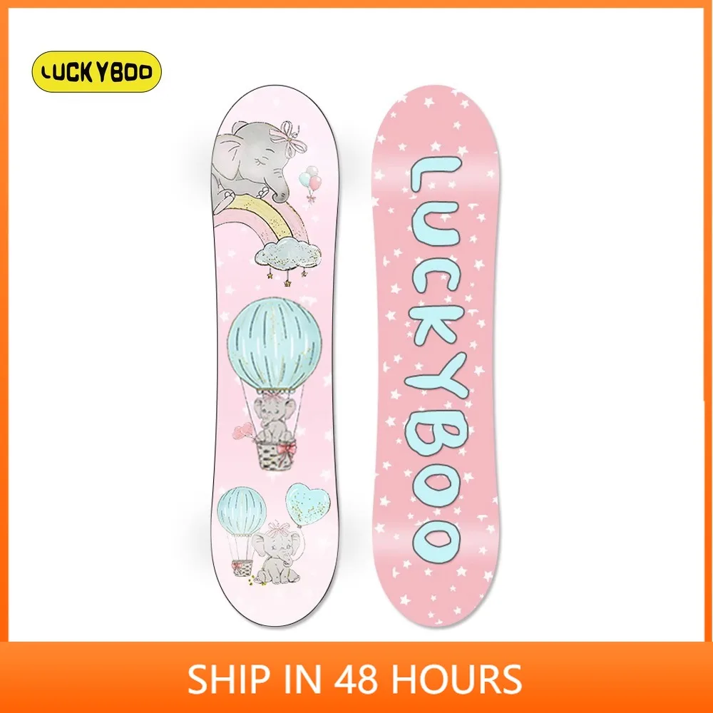 

LUCKYBOO Children's Snowboard Single Board Cute Pink Little Elephant Girl Beginner Skiing Snowboard 80-130cm Ski Board