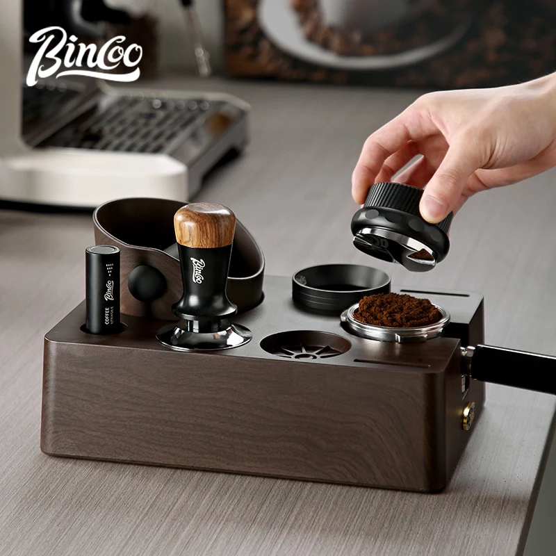 Bincoo Multifunctional Coffee Dregs Box Pressing Foundation Seat Powder Dispenser 51/58mm Handle Bracket Pressing Foundation Seat Storage Coffee Utensils