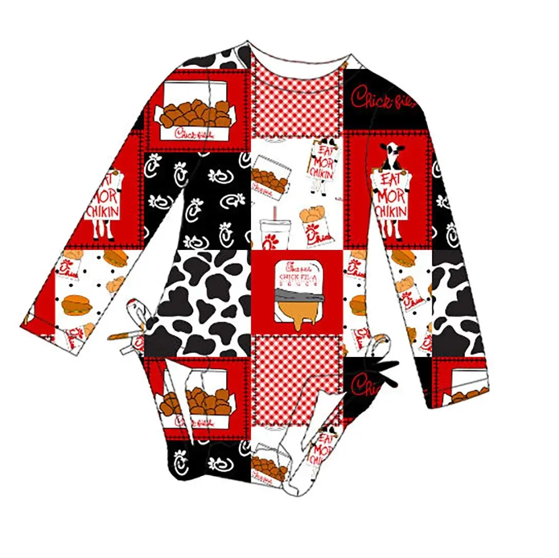 Children's Elastic Halter Bikini Swimwear Hamburger Fried Chicken Print Kids Swimsuit