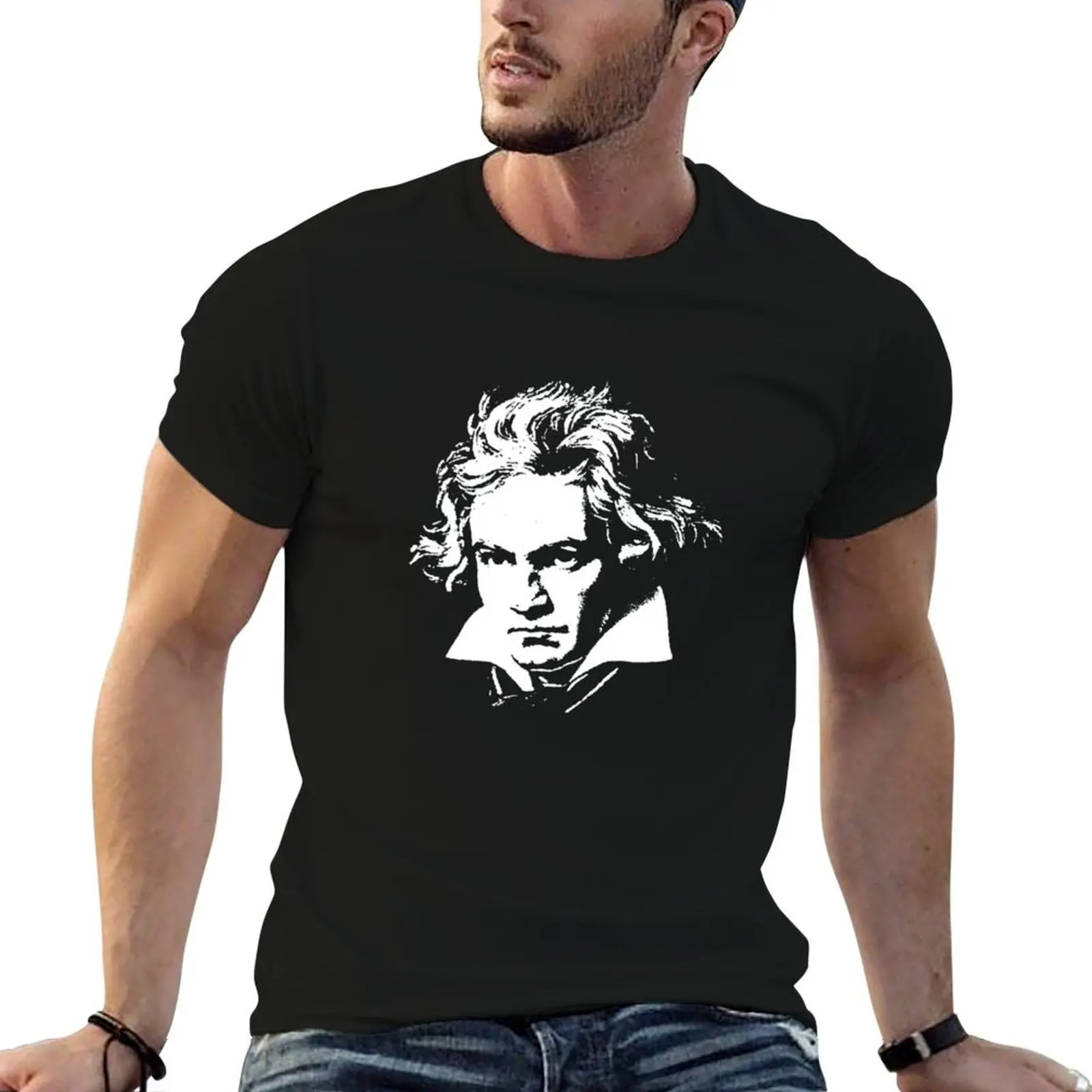 beethoven T-Shirt Minimalist Plain Crew Neck T-Shirt