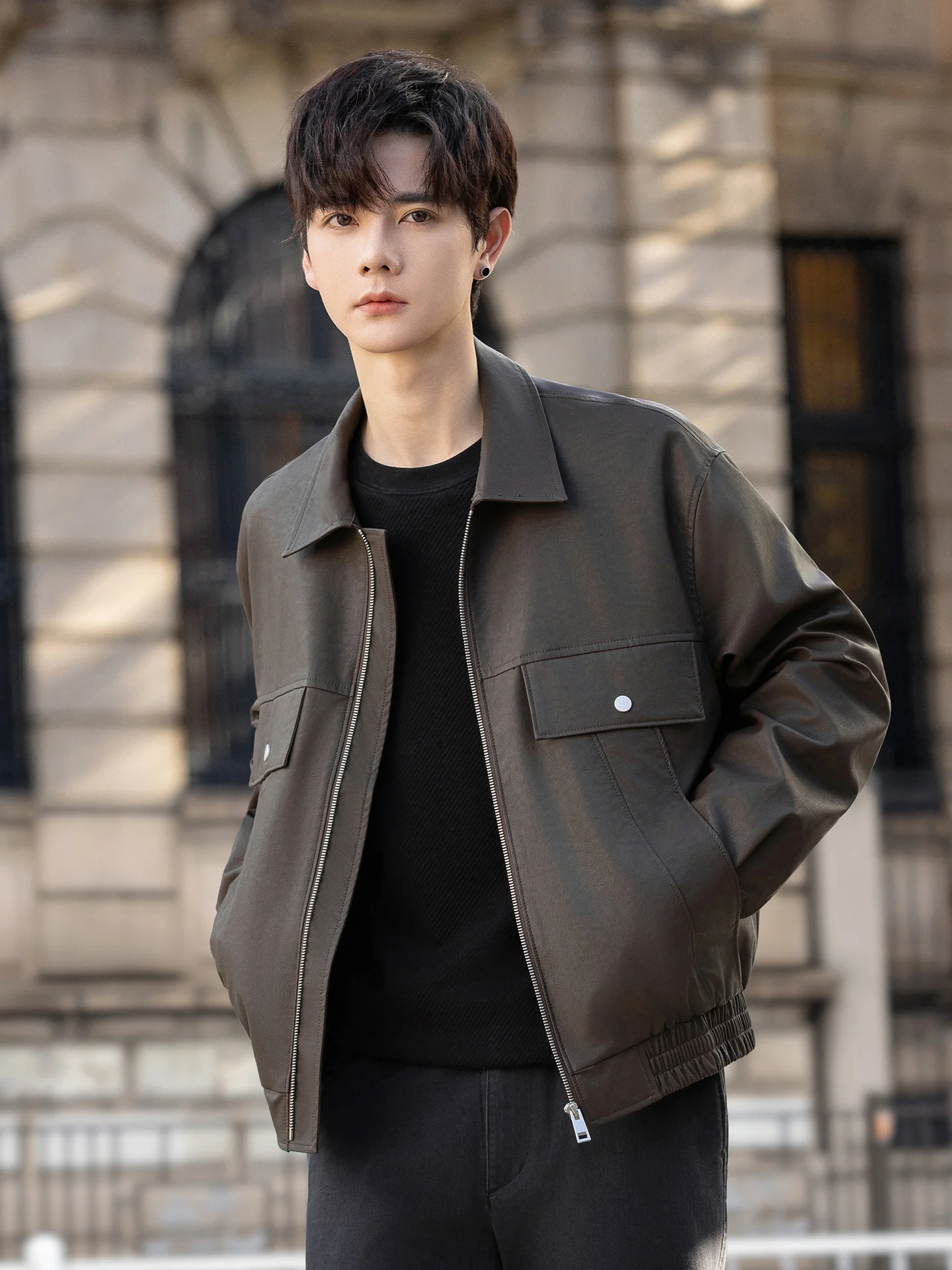 

Мужская куртка-бомбер премиум-класса из мягкой искусственной кожи с отложным воротником, осенне-зимняя, в американском стиле, для мотоциклистов