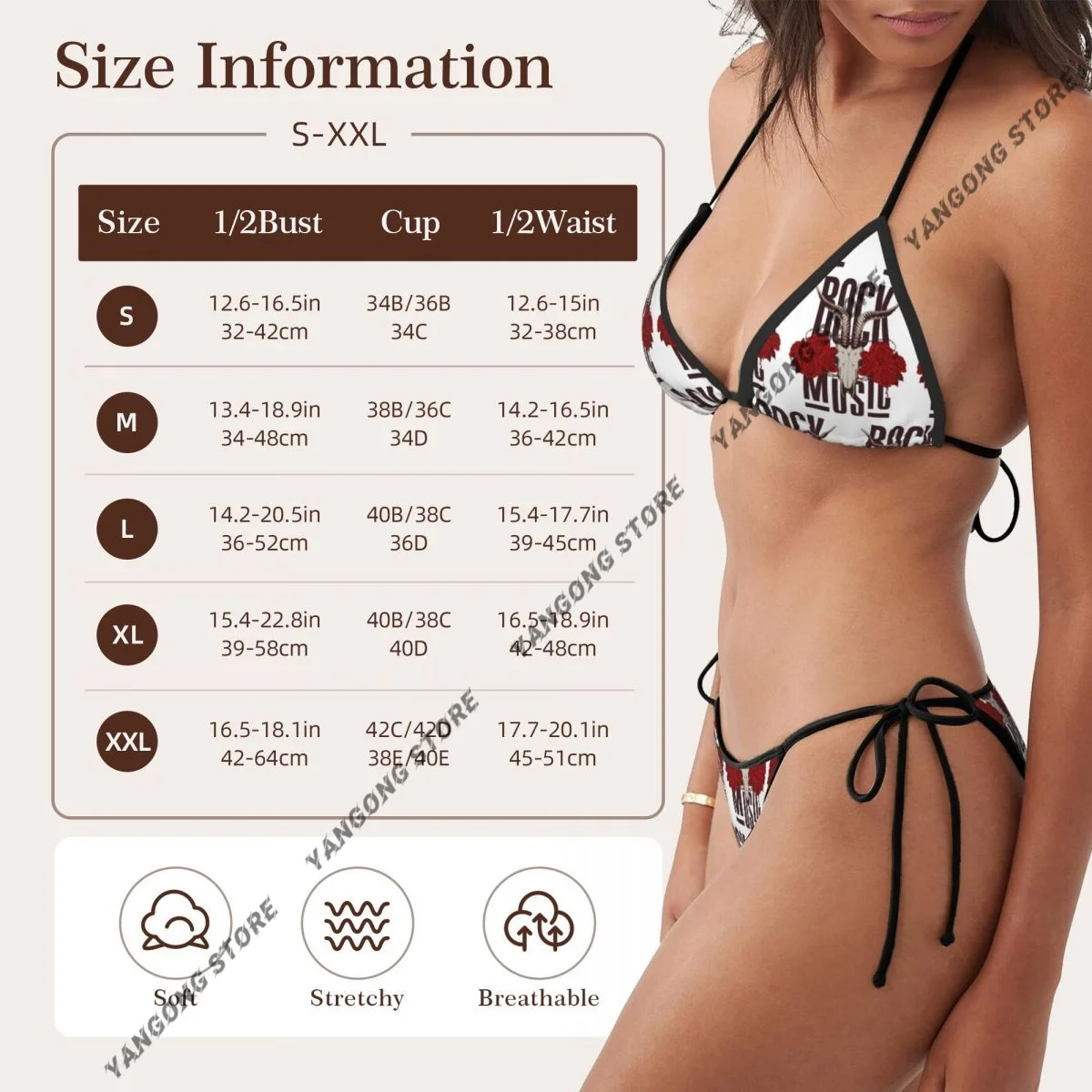 Women Bikini Sexy Swimwear Flag Of Rock Music With Goat Skulls Swimsuit Thongs Bathing Suits Beachwear Summer Brazilian Biquini