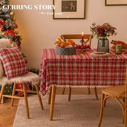 Gerring Christmas Snow Tablecloth Print Coffee Table Dresser Cover New Year Decorative Background Tablecloths For Events