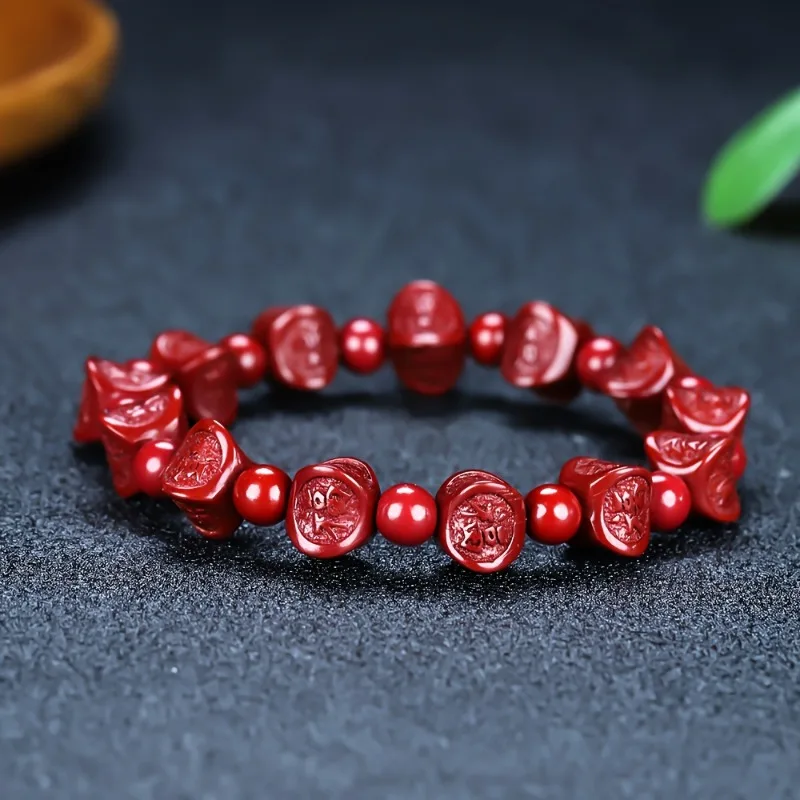 Pulsera de cinabrio rojo Pulsera con colgante de cinabrio de moda unisex