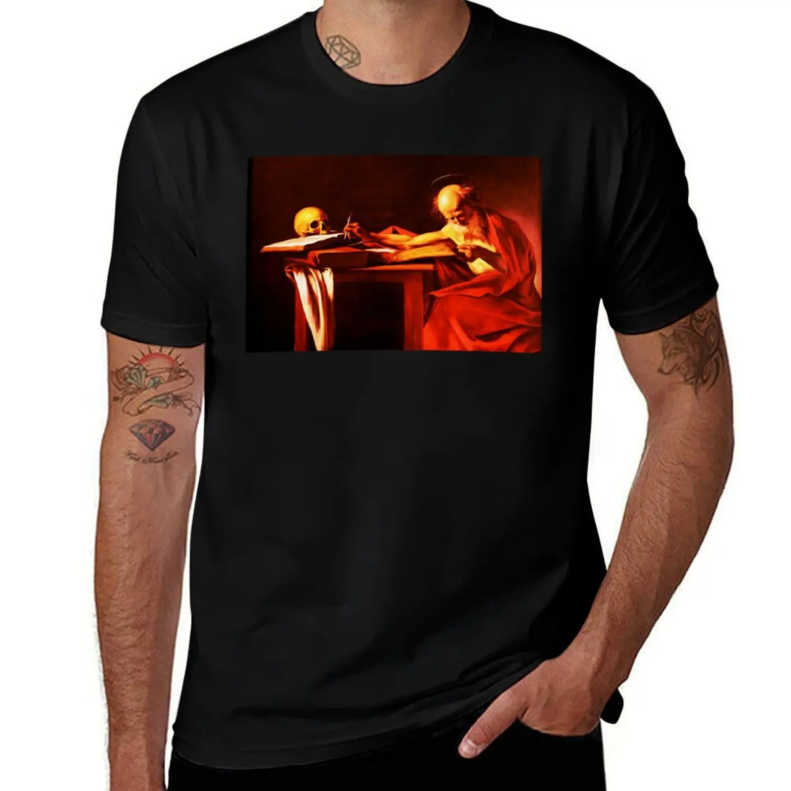 

Saint Jerome in September - Replica of Caravaggio T-Shirt rapper graphic tees anime stuff plain cotton t shirt men