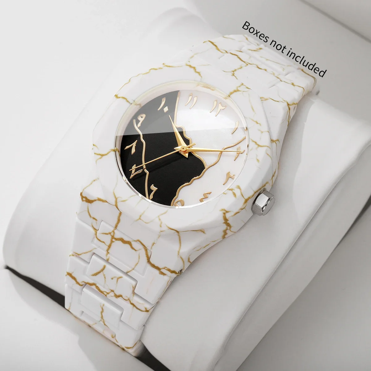 Fashio Marble Texture Women Arabic Dial Quartz Watch Casual Plastic Band Men Watches Clock Gift Relogio Feminino（Without Box）