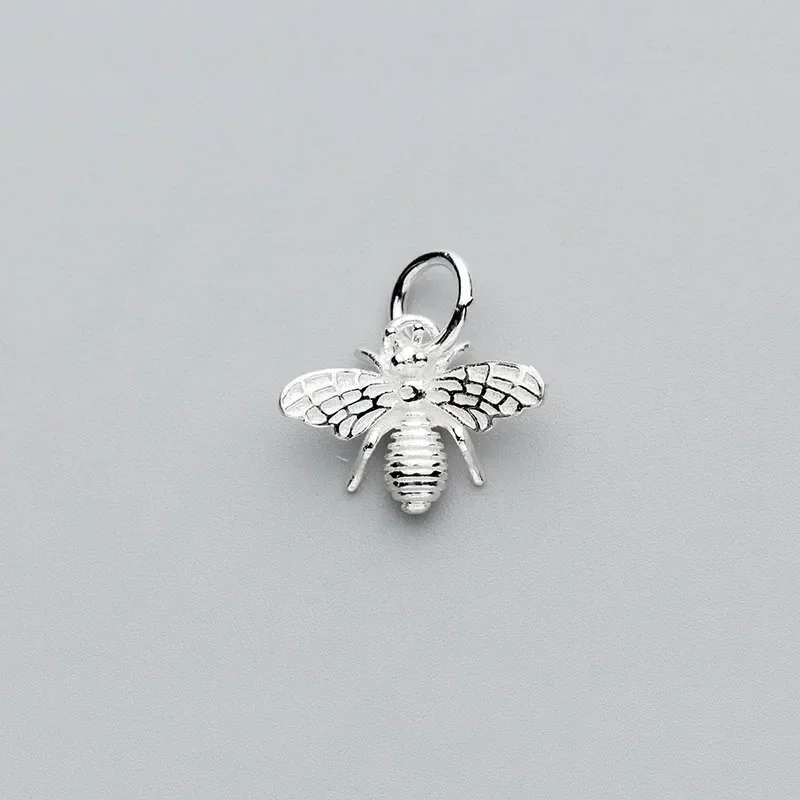 TrustDavis  Real 925 Sterling Silver Fashion Sweet 3D Busy Bees Charm Pendant Handmade DIY Accessories Jewelry Wholesale DZ117