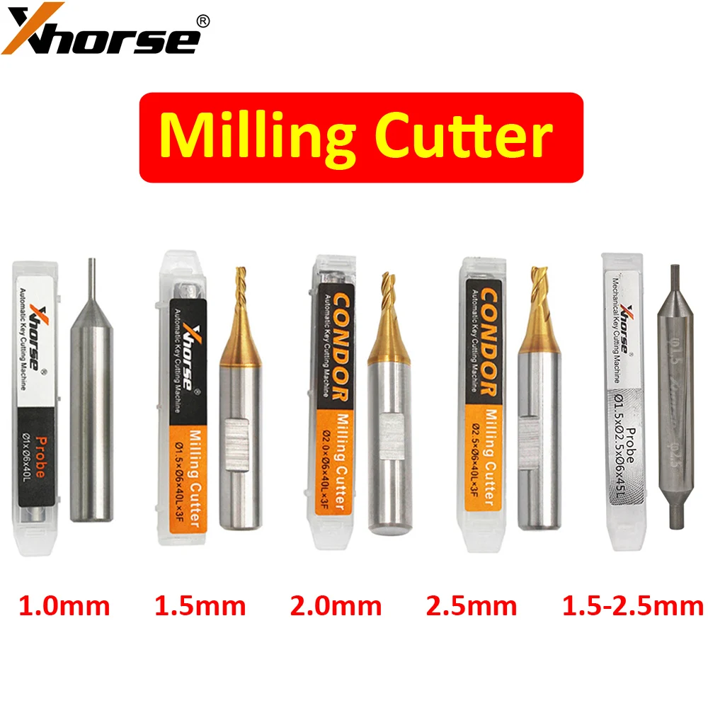 Xhorse 1.0mm 1.5mm 2.0mm 2.5mm Milling Cutter Probe for CONDOR XC MINI Plus XC-007 Dolphin XP-005 XP-007 Key Cutting Machine