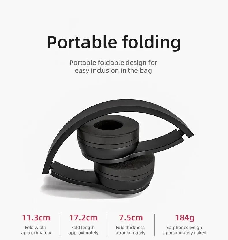 Stereo P47 Headset 5.0 Bluetooth Headset Folding Series Wireless Outdoor SportsHeadset für iPhone Samsung PC Spielzubehör – Detail 6