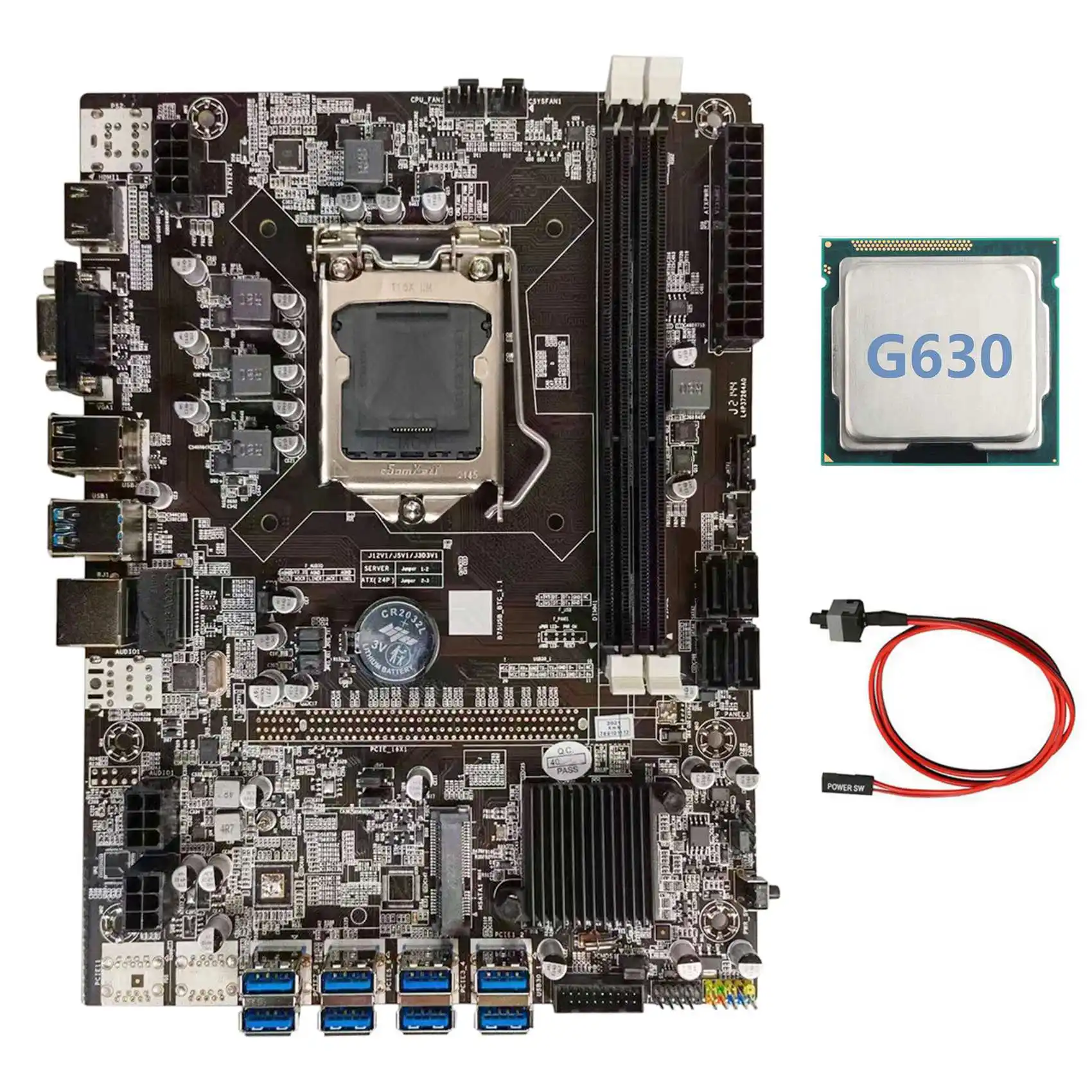 

B75 BTC Mining Motherboard+G630 CPU+Switch Cable LGA1155 8XPCIE USB Adapter DDR3 MSATA B75 USB for BTC Miner Motherboard