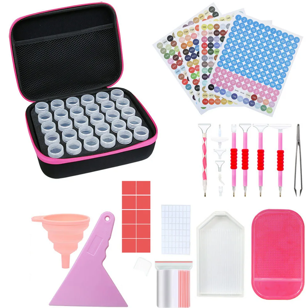 Kit de caja de almacenamiento de 30/60 piezas, accesorios de pintura de diamantes, etiqueta a todo Color DMC, contenedores de almacenamiento de herramientas de papel, bolsa, caja de mosaico