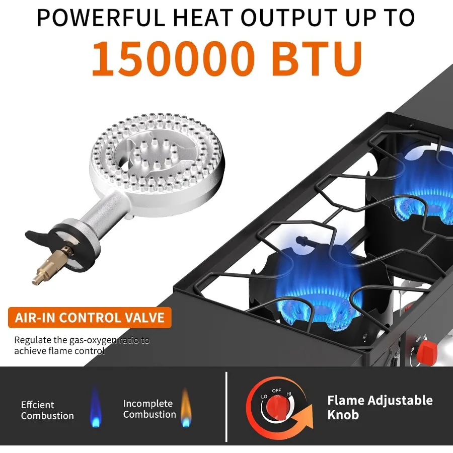 SKOK 2 الشعلات موقد البروبان المحمول مع لوحة الرياح رفوف جانبية موقد التخييم المحمولة مع كفاءة عالية البروبان الموقد Ou #4