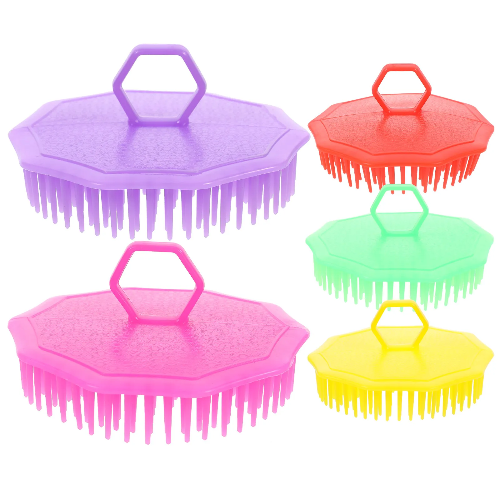 Juego de 5 Peines para Masaje del Cuero Cabelludo, Cepillo de Limpieza Capilar de Plástico, Cepillo Desenredante para Champú, Portátil, para el Crecimiento del Cabello, Alivio del Picor del Cuero Cabelludo y Barba