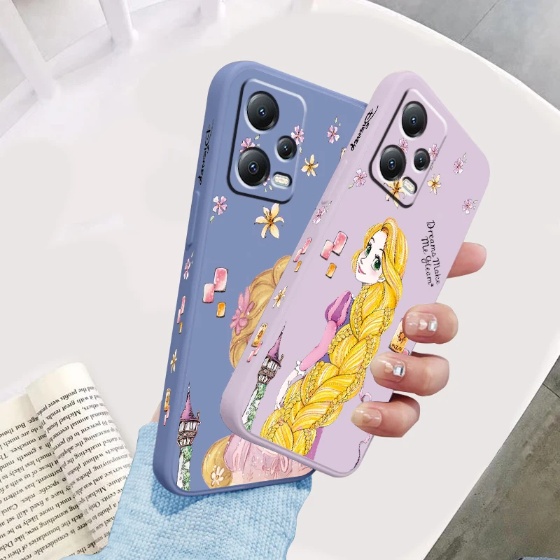 Princess Tangled Rapunzel Liquid Left Rope For Xiaomi Redmi Note 13 12 12S 12R 11 11T 11S 10 10S Pro Plus 5G Cover Phone Case