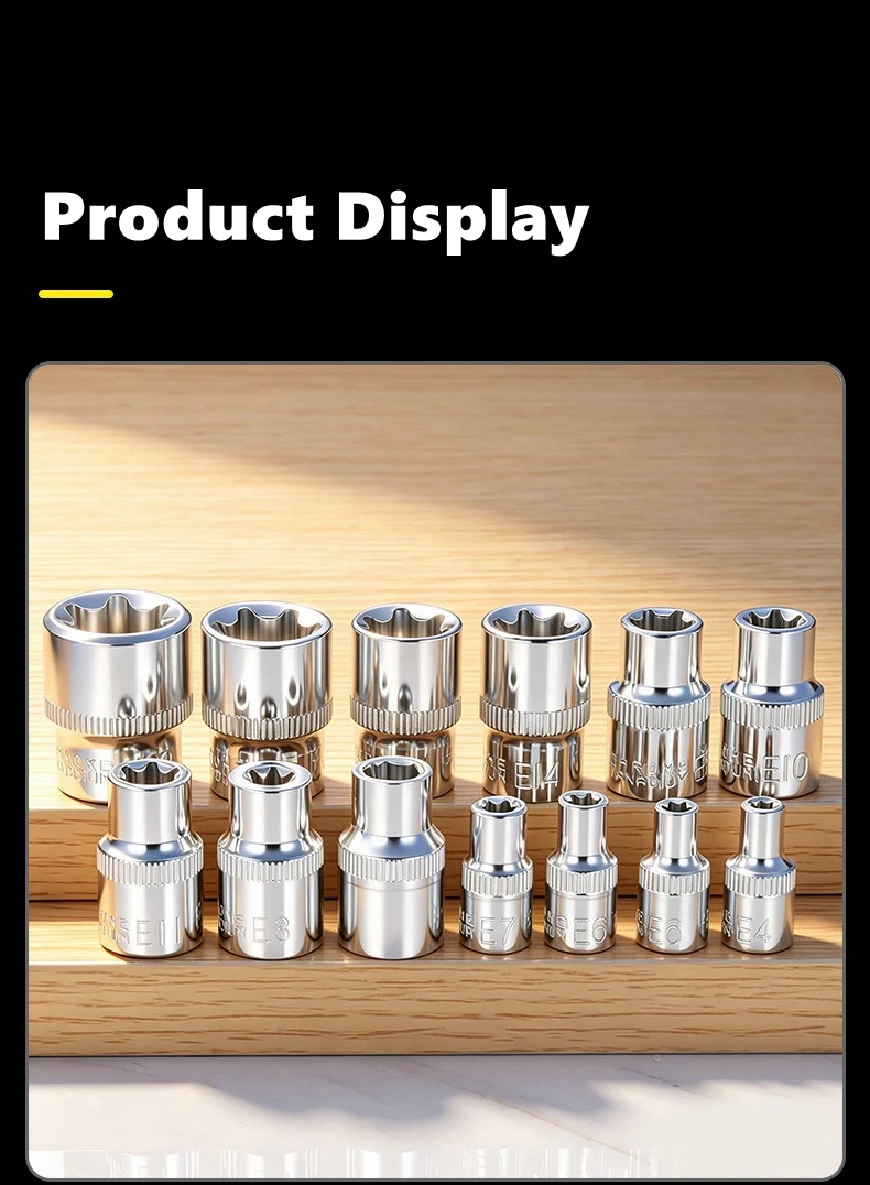 Professioneller 34-teiliger Torx-Bit-Steckschlüssel- und E-Torx (Stern)-Steckschlüsselsatz, CR-V & S2 Stahl, E4-E20, T10-T60, manipulationssicherer T10-T55 – Detail 9
