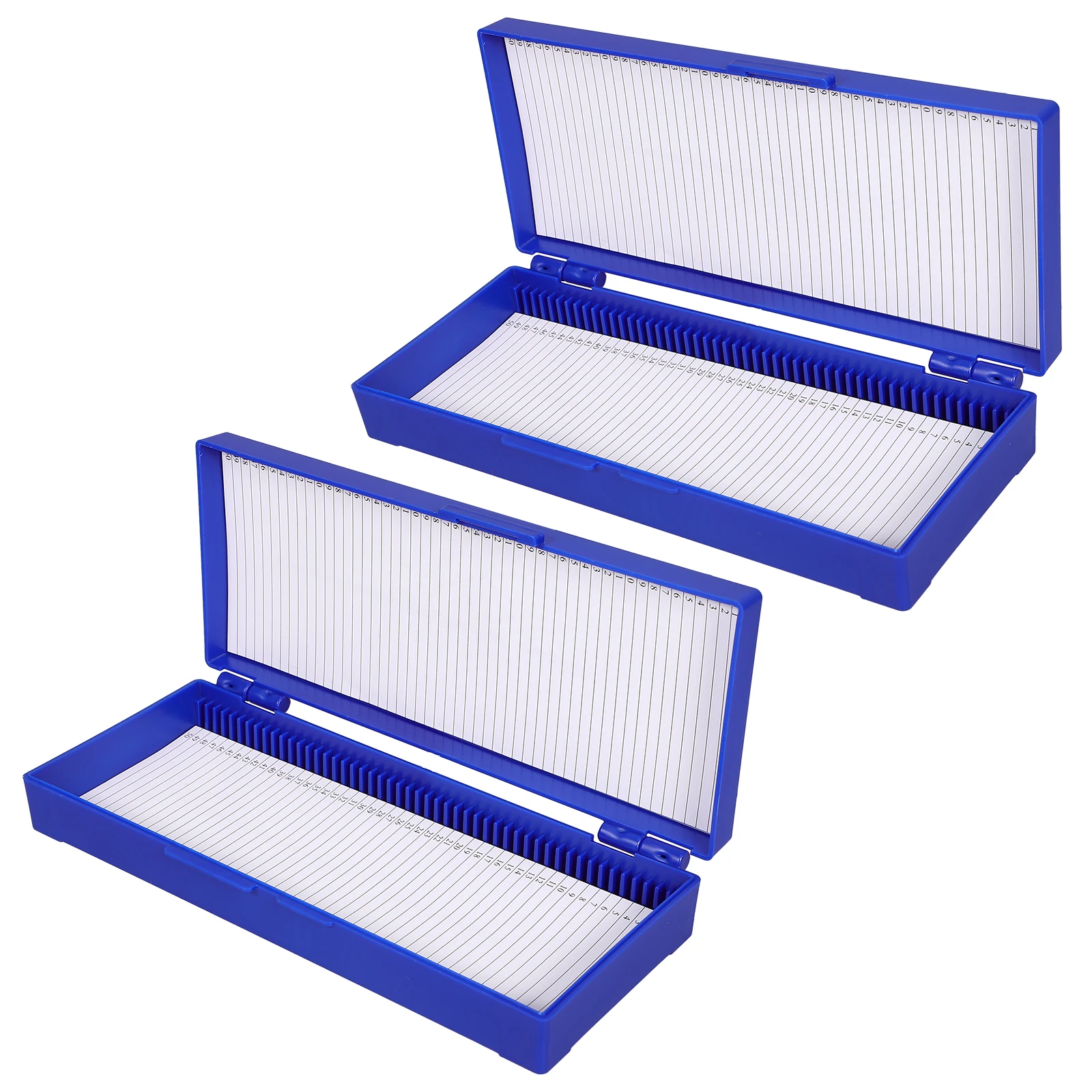 

2Pcs Slide Holder Case High Quality Plastic for 50 Slides Medical Teaching Tool with Top Hinged Lid Dark Blue