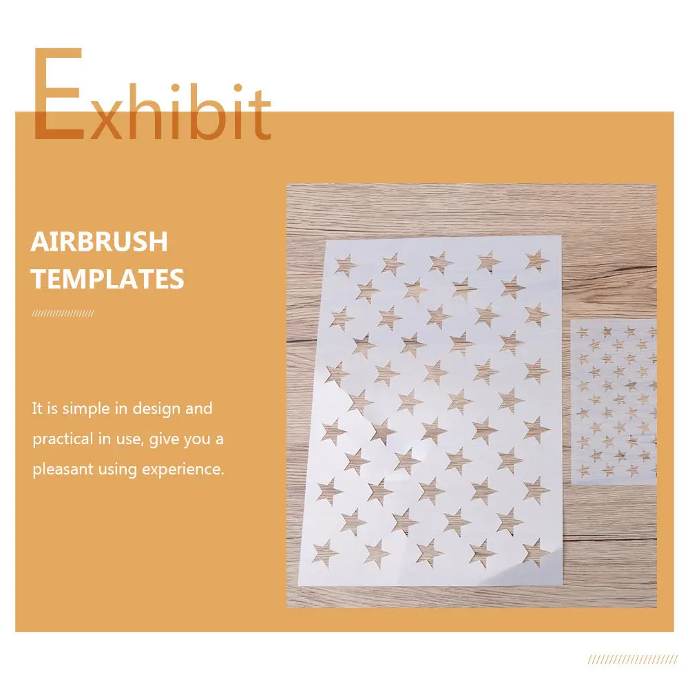 6Sheets Star Stencil Plastic Hollow Five-Point Star Template Paint Spraying Stencil for DIY Craft Painting Projects Reusable